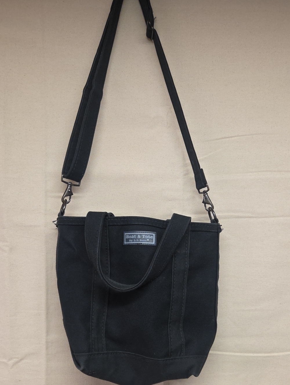 L.L. Bean Black Canvas Boat & Tote Crossbody